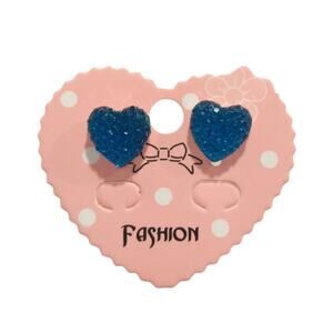 Heart Stud Earrings Royal Blue Acrylic Dainty Fashion Jewelry Gift Women Men